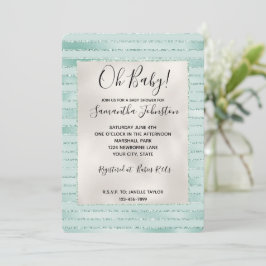 Vacker Aqua Mint Glittrig Glitterränder Inbjudningar