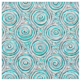 Vacker Aqua Symmetriska Virvlar & Snurror Tyg