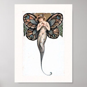 Vacker Art Deco Butterfly Fairy Poster