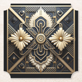 Vacker Art Deco Elfenben Kräm Guld Svart   Underlägg Papper