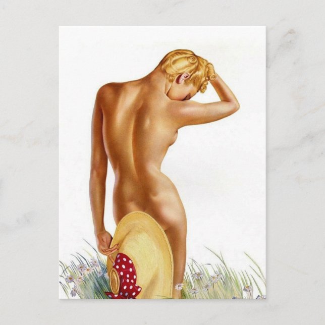 Vacker Art Deco pin up flicka  vykort (Framsida)