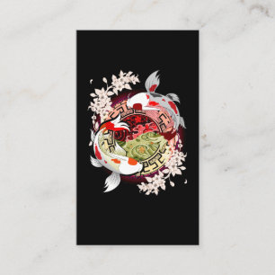 Vacker Art Japansk Flower Koi Fish Visitkort