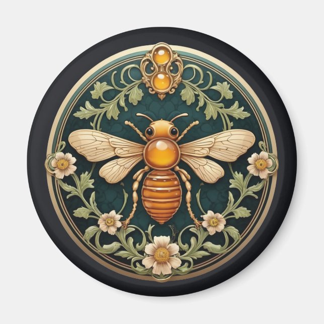 Vacker Art Nouveau-bi Magnet (Framsidan)
