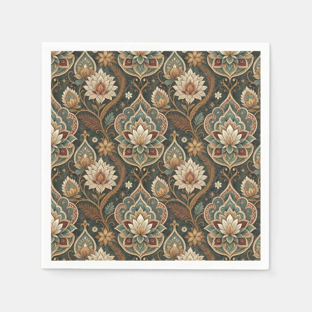 Vacker Art Nouveau blomster väggdekoration mönster Pappersservett (Framsidan)