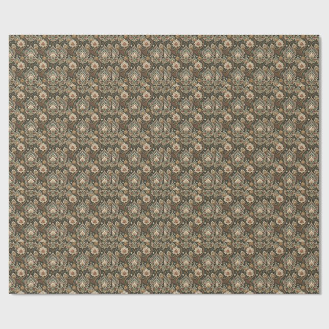 Vacker Art Nouveau blomster väggdekoration mönster Presentpapper (Platt)