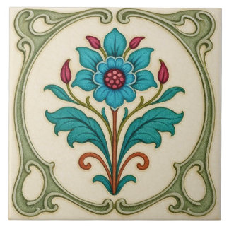 Vacker Art Nouveau-keramikkakel i vintage-stil. Kakelplatta