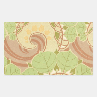 vacker art nouveau snabbt lämnar mönster konst rektangulärt klistermärke