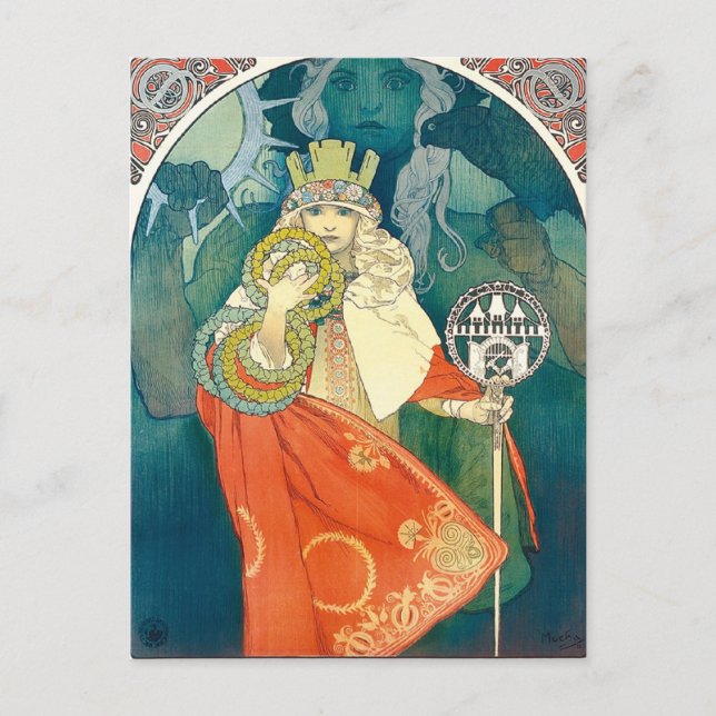 Vacker Art Nouveau vykort (Framsida)