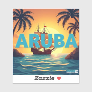 Vacker aruba solnedgång klistermärken