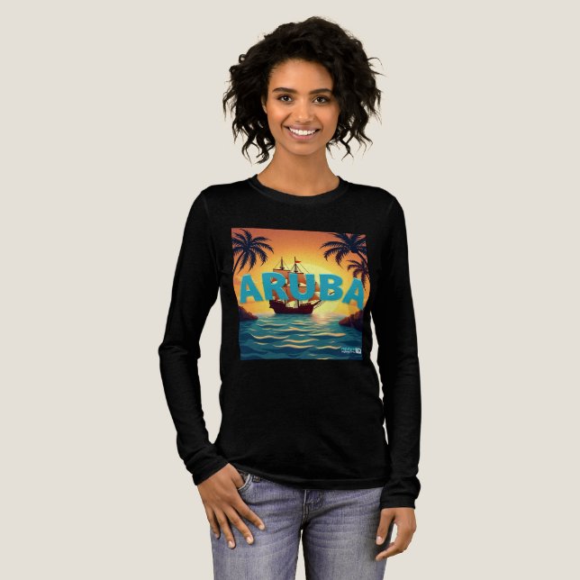 Vacker arubansk solnedgång t shirt (Hel framsida)