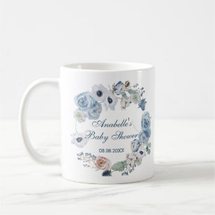 Vacker Ash Blue Blommigt Baby Shower Kaffemugg