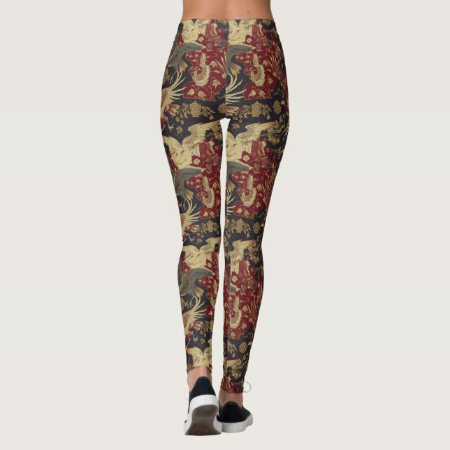 Vacker asiatisk konst Fågelmönster Leggings (Baksida)