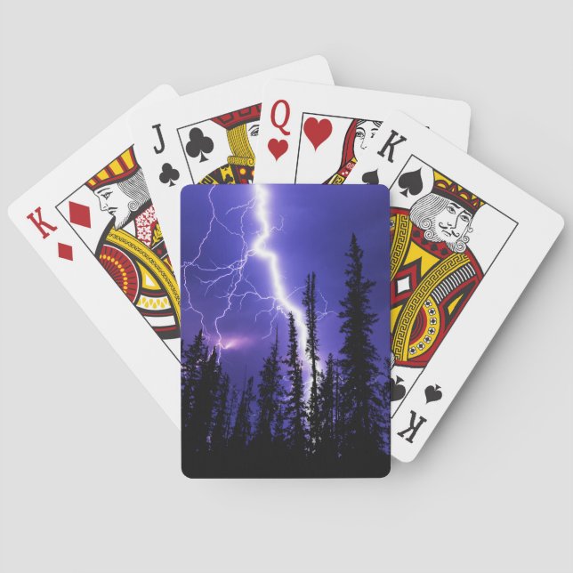 vacker åska över skogen casinokort (Baksidan)