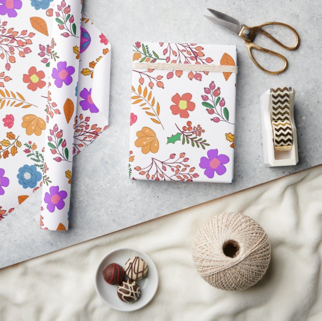 Vacker Assorterad Blommig Bröllopspresentpapper Presentpapper (Hantverk)