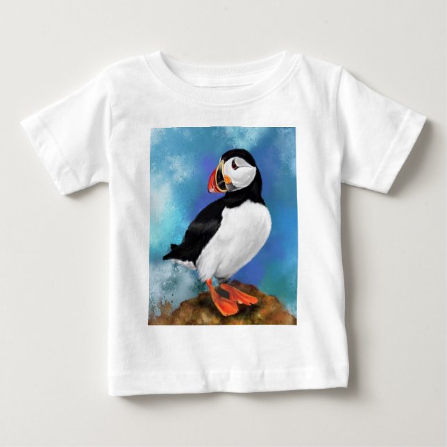 Vacker Atlantic Puffin Bird Baby T-Shirt (Framsida)