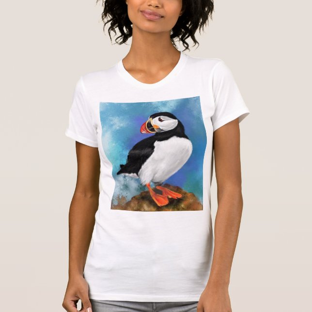 Vacker Atlantic Puffin Bird T-Shirt (Framsida)