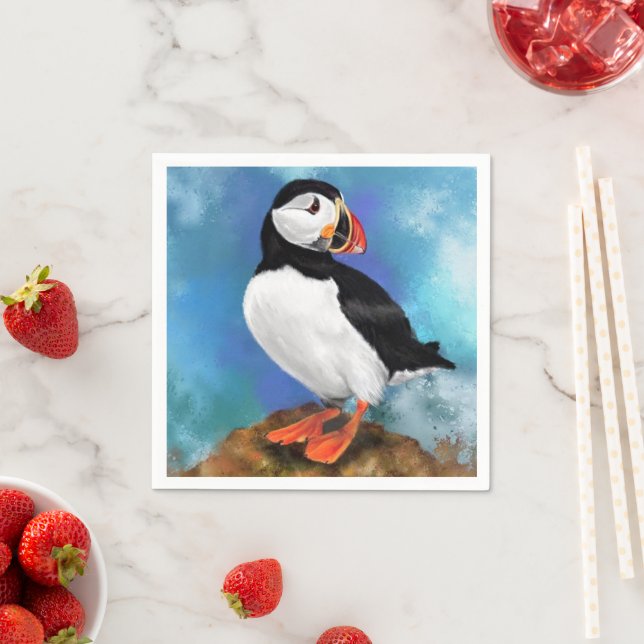 Vacker atlantisk puffin Bird Napkins Pappersservett (Insitu)