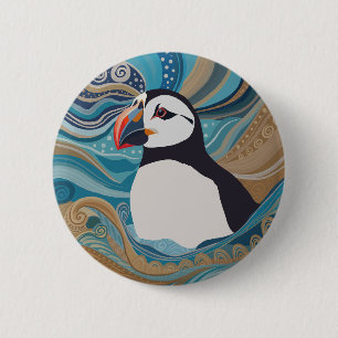 Vacker atlantisk puffin Vinkara Oceanen Knapp