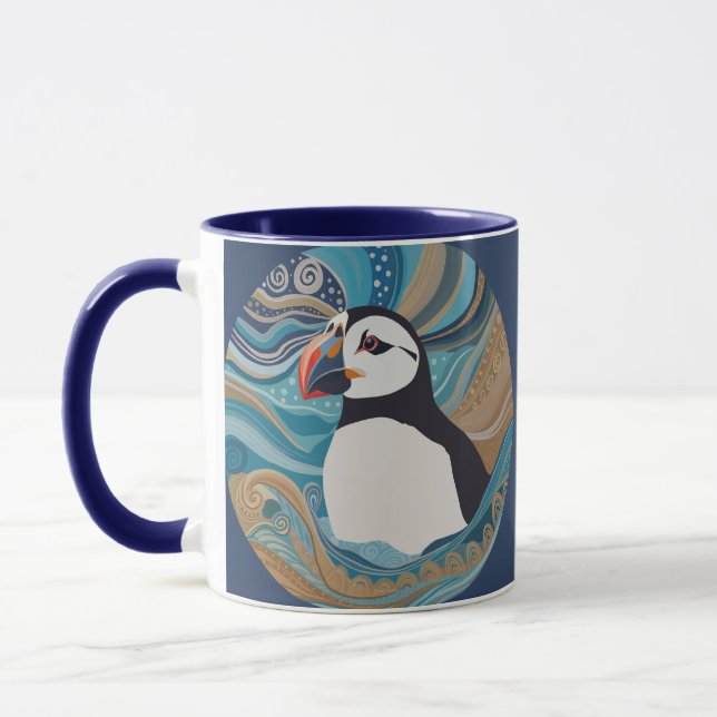 Vacker atlantisk puffin Vinkara Oceanen Mugg (Vänster)