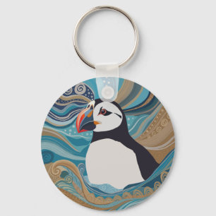 Vacker atlantisk puffin Vinkara Oceanen Nyckelring