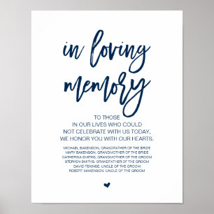 Vacker att minnas, marinblå minnesmärke poster