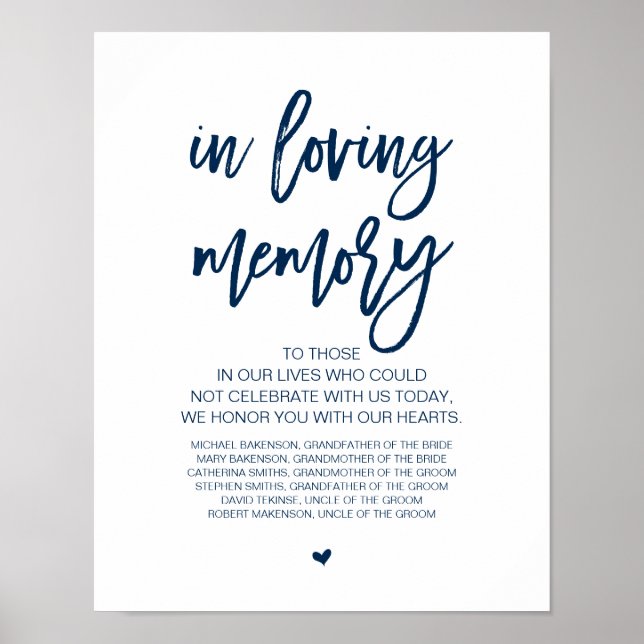 Vacker att minnas, marinblå minnesmärke poster (Framsidan)