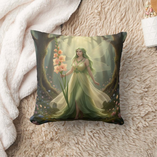 Vacker August Peridot Fairy Kudde (Filt)