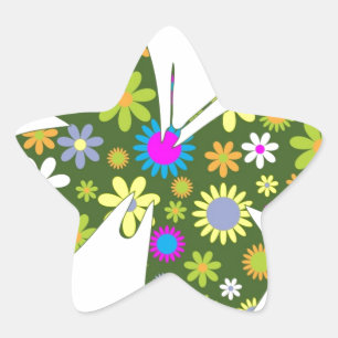 Vacker Aziza Fjärilsvinge Nyckfull Blomning Stjärnformat Klistermärke