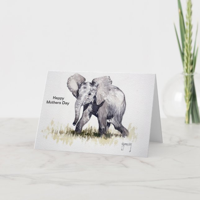 Vacker Baby Elephant Mors dag Card Kort (Framsida)