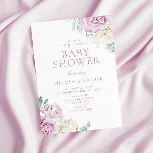Vacker baby rosa floral baby shower inbjudningar