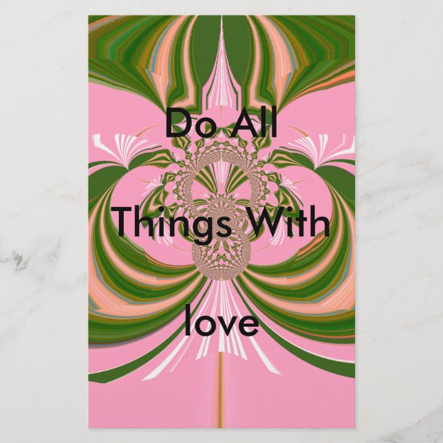 Vacker baby rosa grönt och vit Kaleidoskop Brevpapper (Framsida)