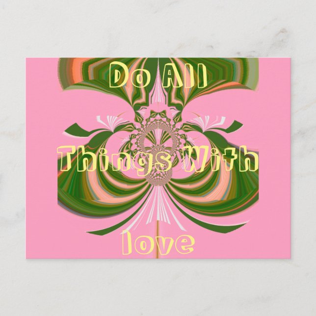 Vacker baby rosa grönt och vit Kaleidoskop Vykort (Framsida)