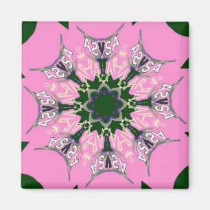 Vacker baby rosa lila skade motif monogram magnet