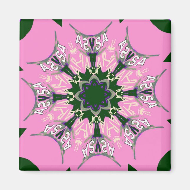 Vacker baby rosa lila skade motif monogram magnet (Framsidan)