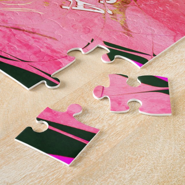 Vacker baby rosa lila skade motif monogram pussel (Sidan)