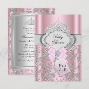 Vacker båge tiara prinsessa baby shower inbjudan