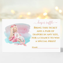 Vacker Ballerina Diaper Raffle Biljett Card