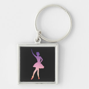 Vacker ballerina för ballet girL Fyrkantig Silverfärgad Nyckelring