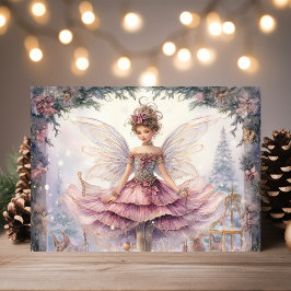 Vacker ballerina Sugarplum Fairy jul Helgkort