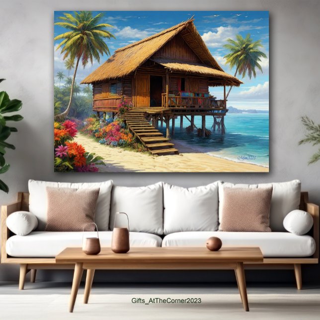Vacker Bamboo Hut i tropisk östrupp Poster (Skapare uppladdad)
