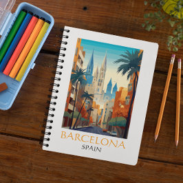 Vacker Barcelona Spanien Retro Vintage Resa Anteckningsbok