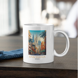 Vacker Barcelona Spanien Retro Vintage Resa Kaffemugg
