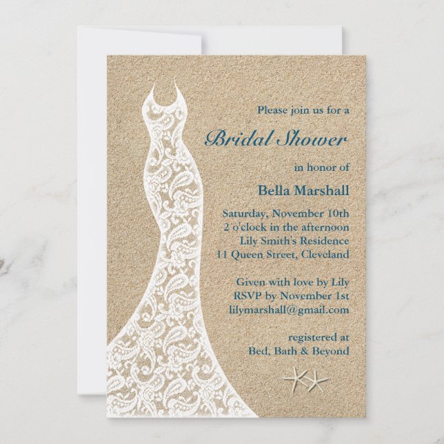 Vacker Beach Inbjudningskort för möhippan Turcouis (Framsida)