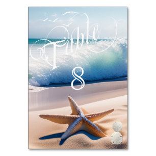 Vacker Beach Turcos Vågar Fiskmås Starfish Bordsnummer