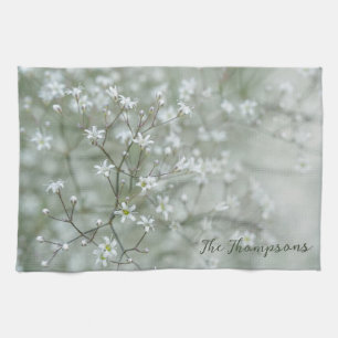 Vacker Bebisand Natur Blomma Foto Med Namn Kökshandduk
