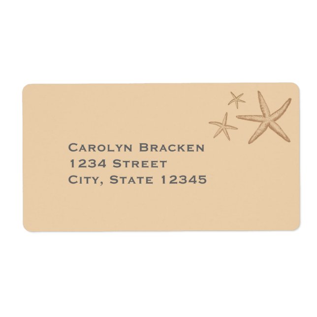Vacker Beige Beach Starfish Fraktsedel (Framsidan)