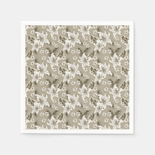 Vacker beige blommönster pappersservett