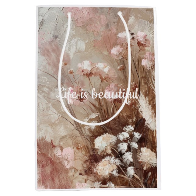 Vacker Beige Rosaktig Rosa Boho Blommig  (Framsidan)