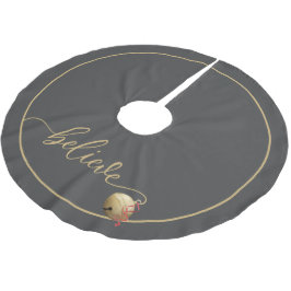 Vacker BELIEVE skrift Jul Jingle Bell Julgransmatta Borstad Polyester