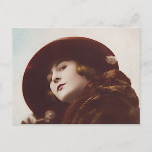 Vacker Belle Epoque Woman Antique Glamor Postca Vykort